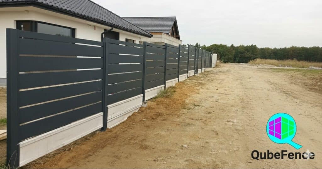 ogrodzenia aluminiowe Śląsk – realizacja QubeFence z podmurówką betonową